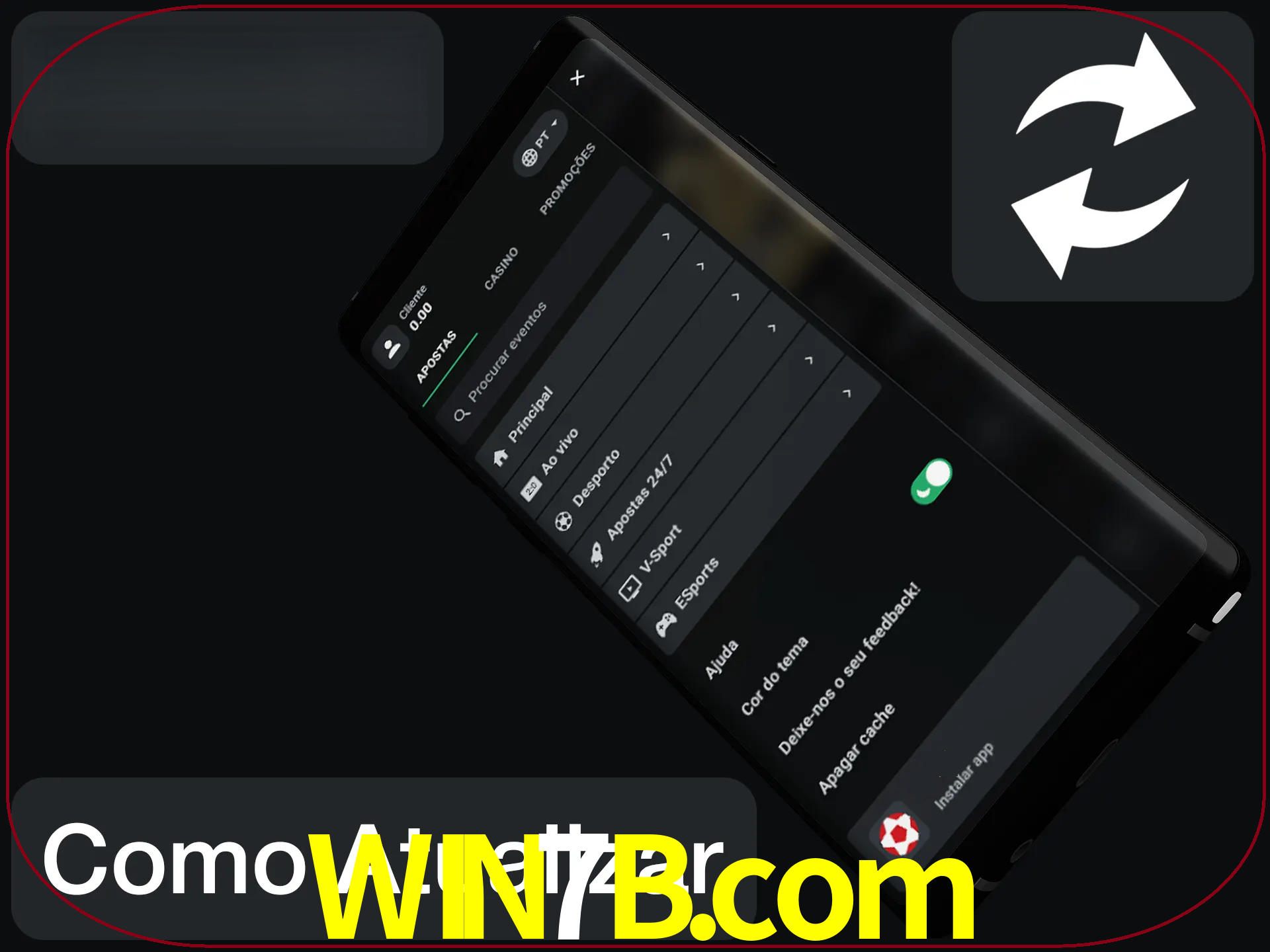 O aplicativo é atualizado automaticamente quando você faz o login.