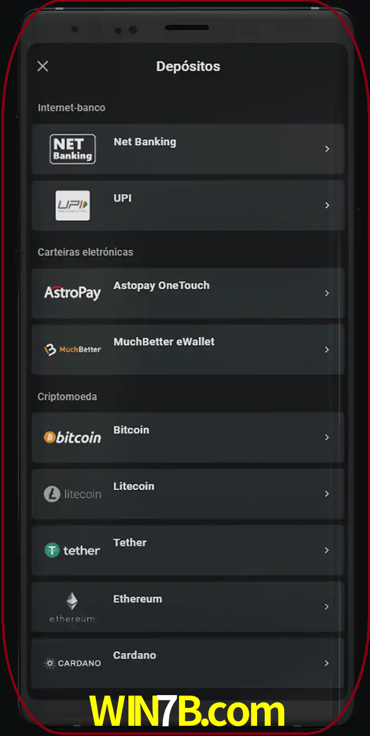 Você pode usar métodos alternativos de depósito.